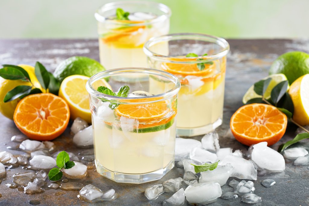 Powerful Foods-Citrus fruit lemonade in glasses