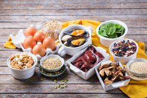 Foods high in iron, healthy dieting eating concept