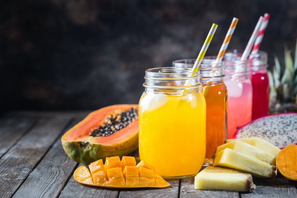 Trifecta -Glasses of tropical juices