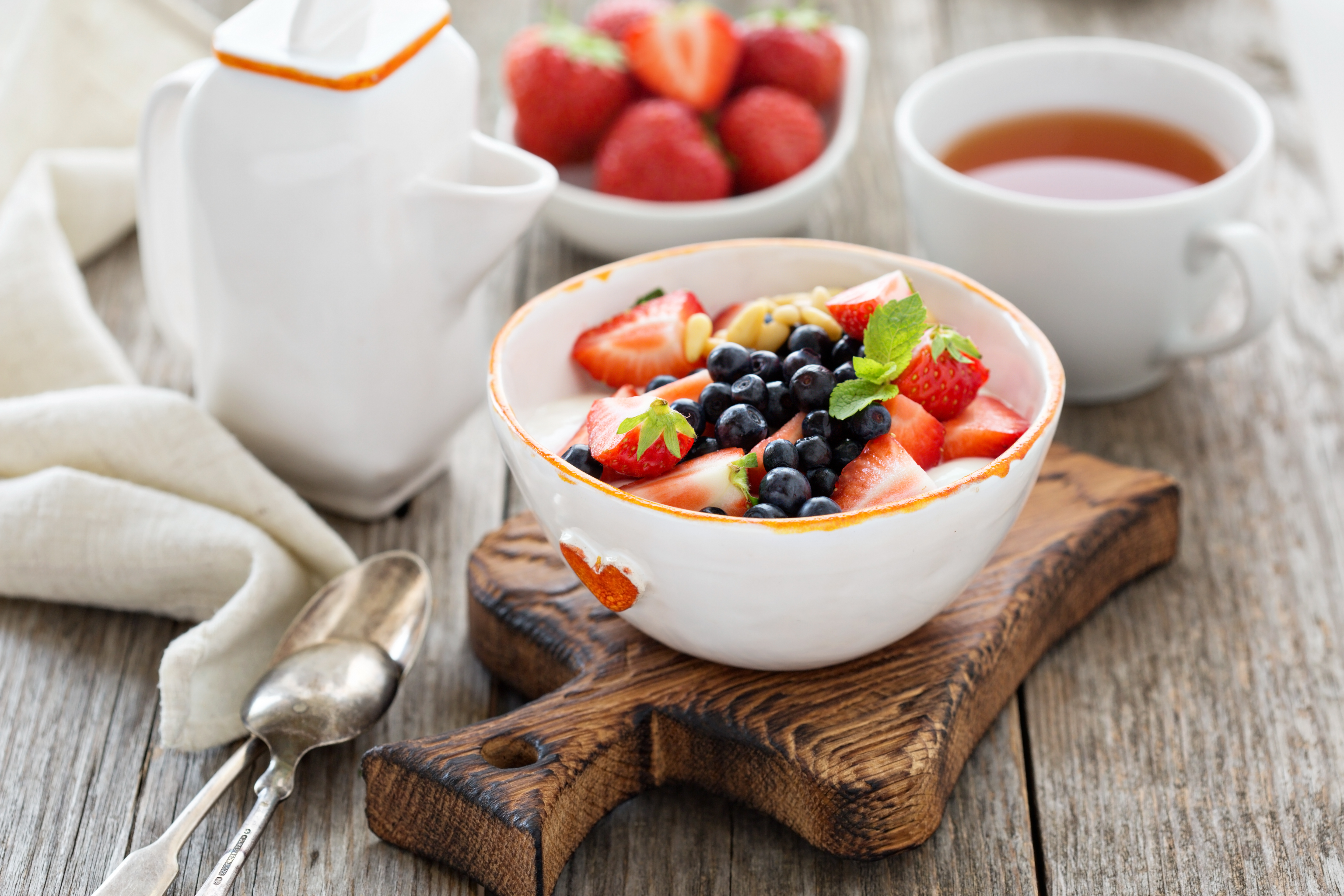 Greek yogurt bowl with fresh berries and nuts