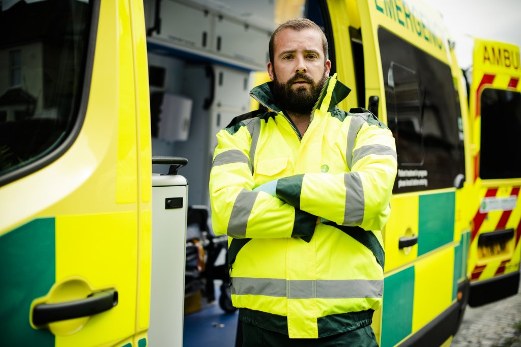 heart attack-Paramedics at work with an ambulance