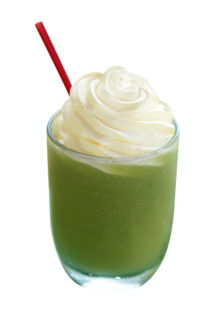 personalized hydration-smoothie juice with whipped cream isolated on white background