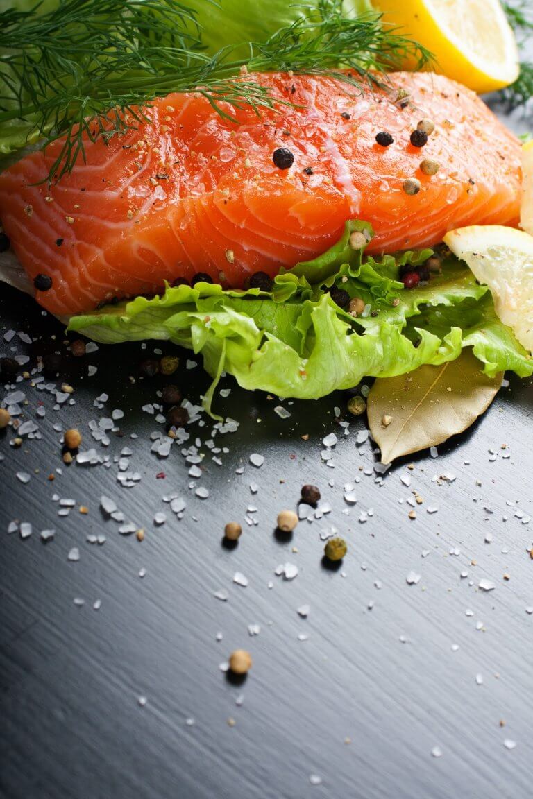 Delicious salmon fillet, rich in omega 3 oil