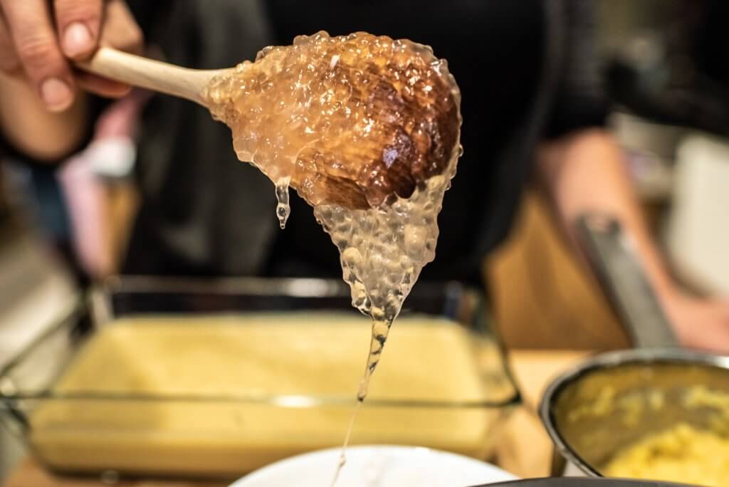 Hydrated chia seeds forming a gel